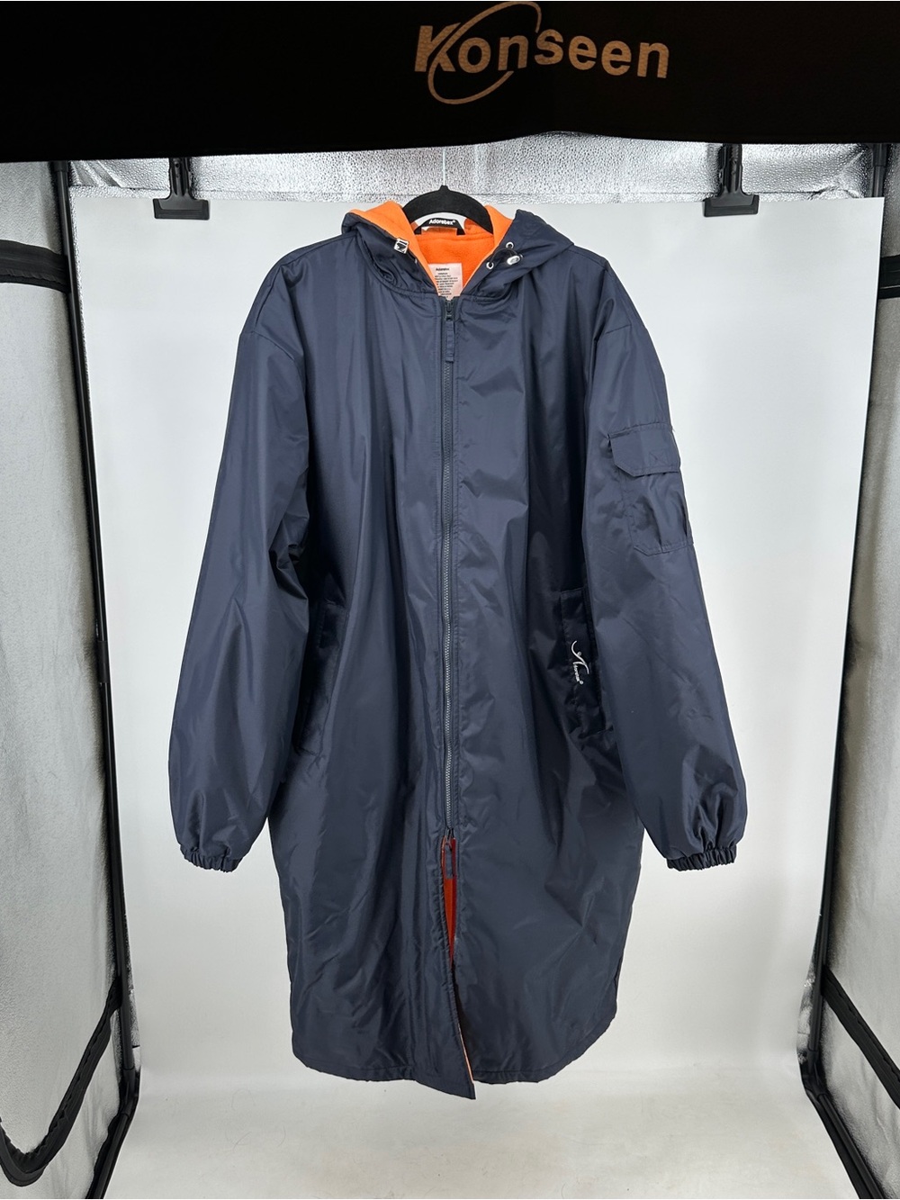 Adoretex Unisex XL Navy Swim Hooded Parka Orange Fleece Lining Cozy Like New